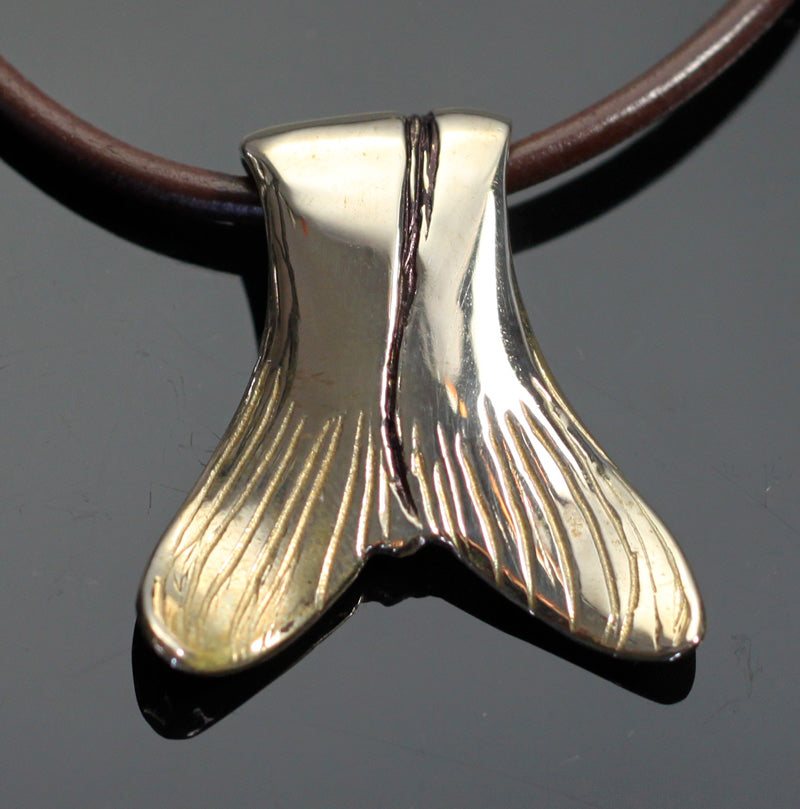 Bronze snook tail necklace; womens flyfishing jewelry