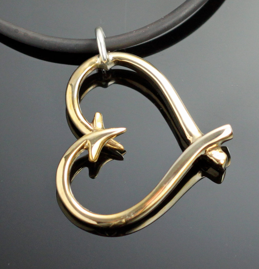 Bronze Hook Heart necklace; Womens flshing jewelry