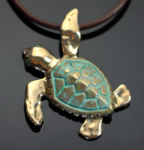 Turtle necklace ; womens flyfishing necklace